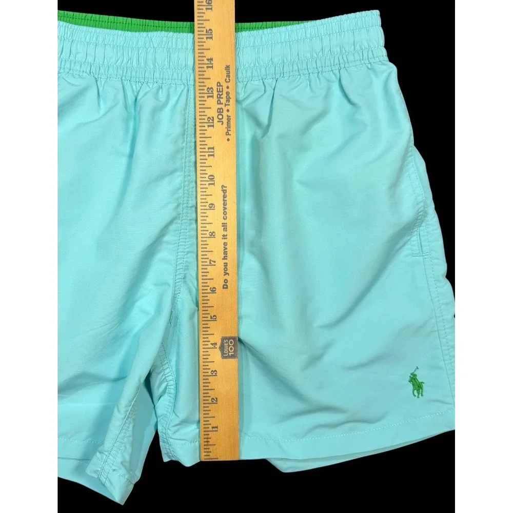 Polo Ralph Lauren Men's Teal Green Mesh Lined Swim Trunks Mid Rise Drawstring M